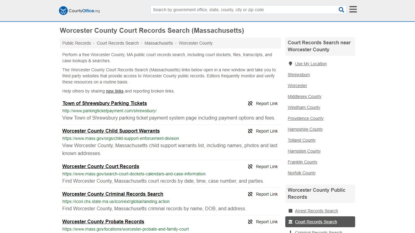 Worcester County Court Records Search (Massachusetts) - County Office