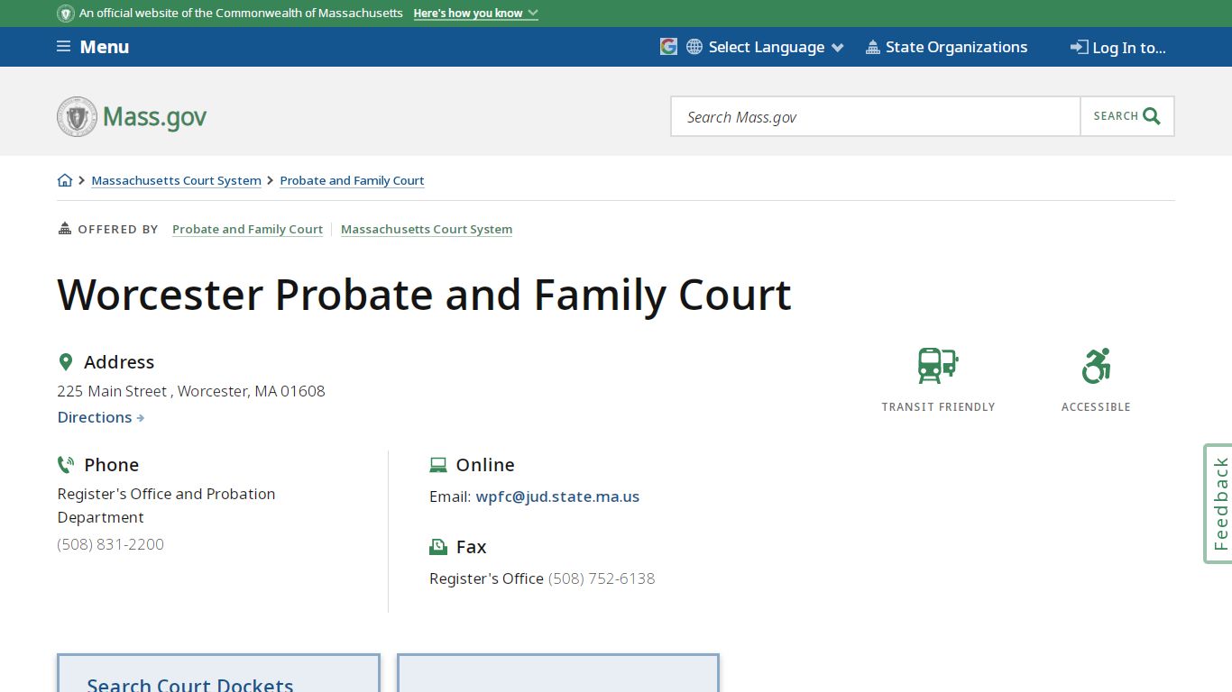 Worcester Probate and Family Court | Mass.gov