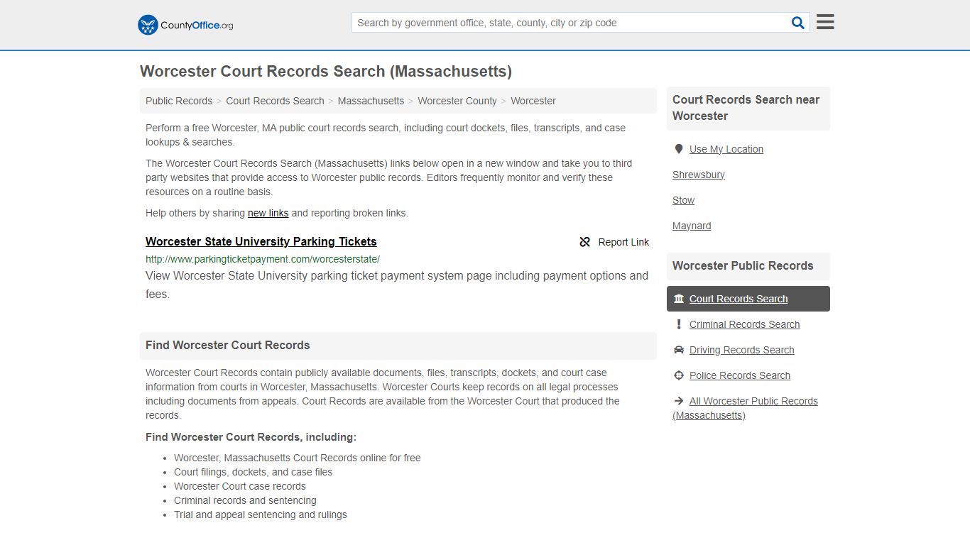 Court Records Search - Worcester, MA (Adoptions, Criminal, Child ...